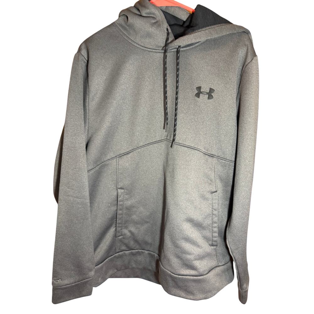 Under Armour Mens Pullover Hoodie Size Large Gray Fleece Loose Long Sleeve